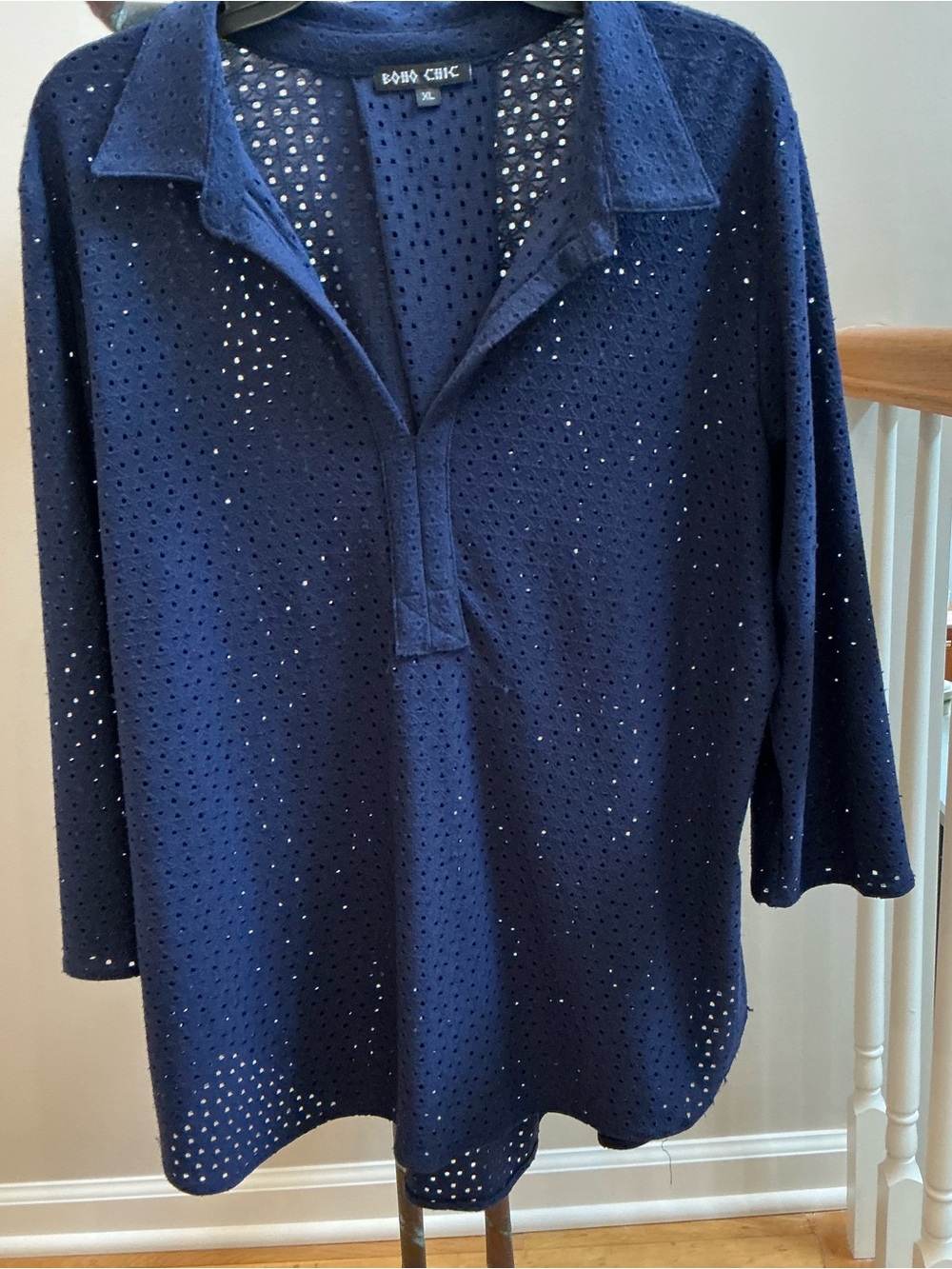 Boho Chic Perforated Tunic Top